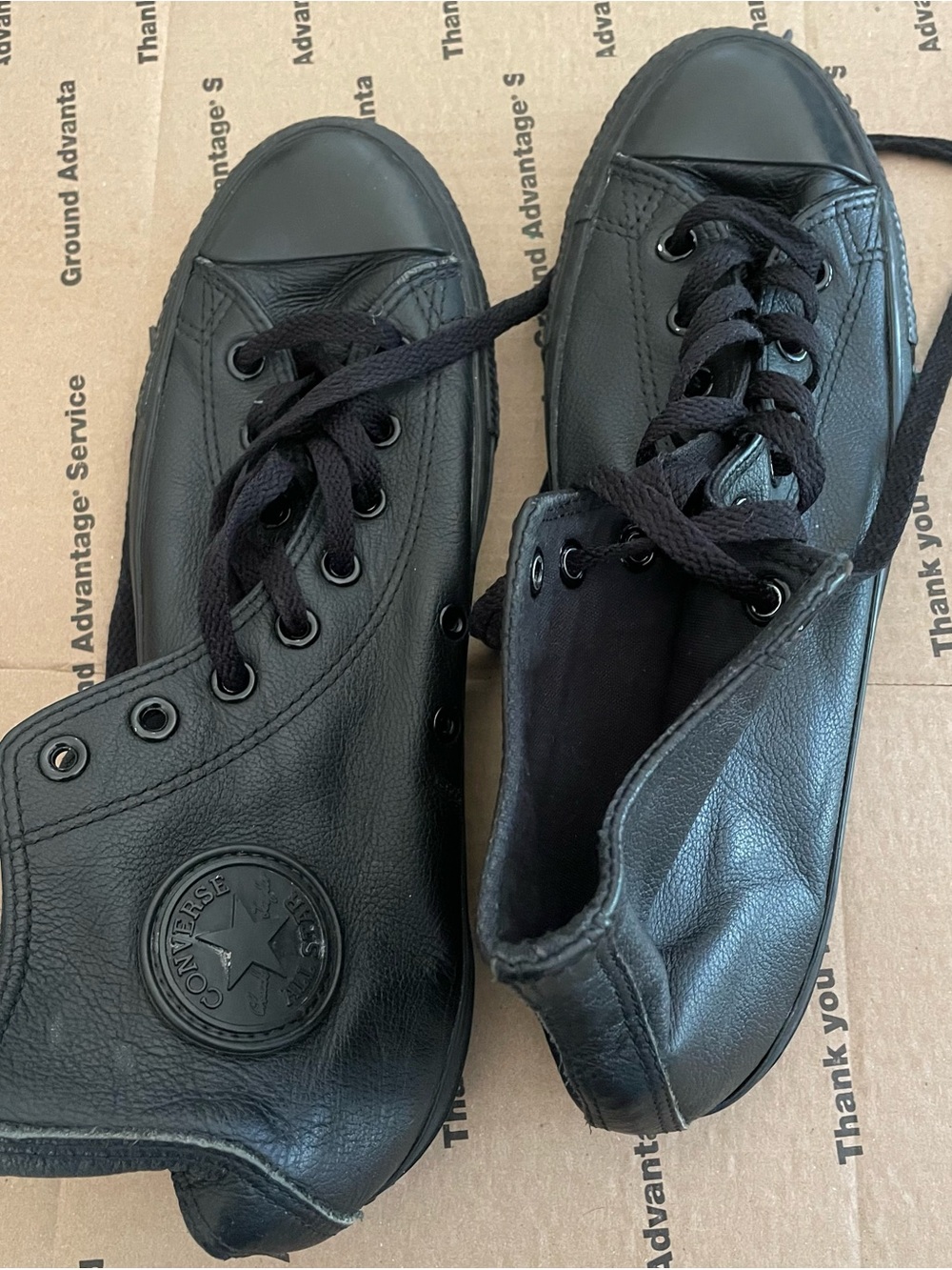 Converse Men's Black Leather High-Top Chuck Taylor All Star Sneakers